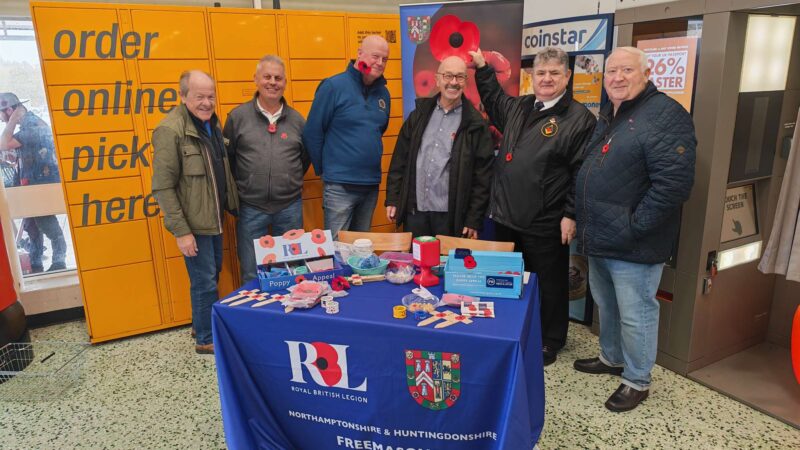 Corby Freemasons Supporting the Poppy Appeal at Morrisons