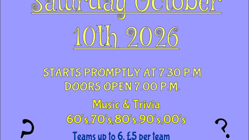 Quiz Night Back in October